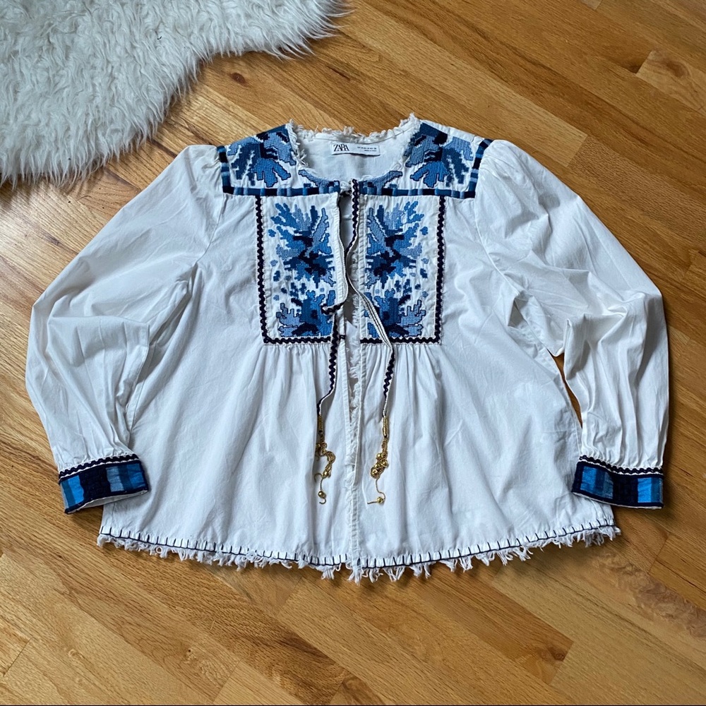 Zara Embroidered Cotton Boho Jacket